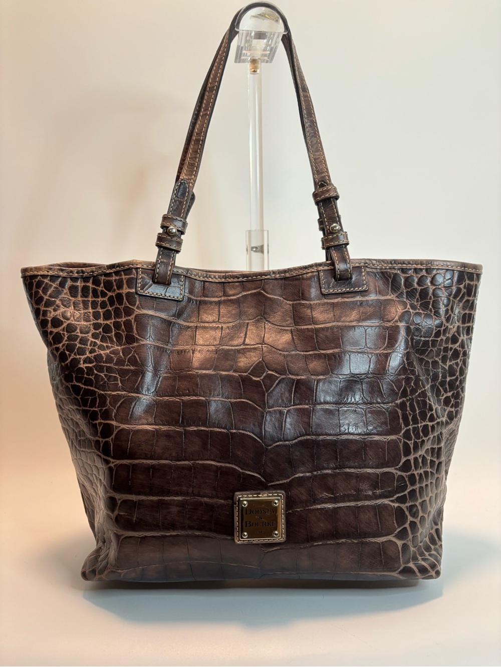 DOONEY & BOURKE ($350) Tote Bag In Brown Crocodile-Embossed Leather